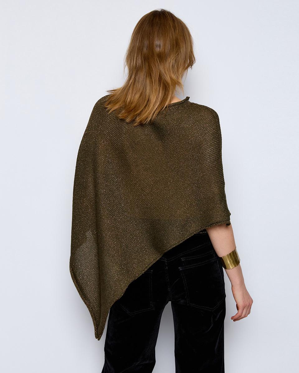 Brown Lurex Knitted Poncho