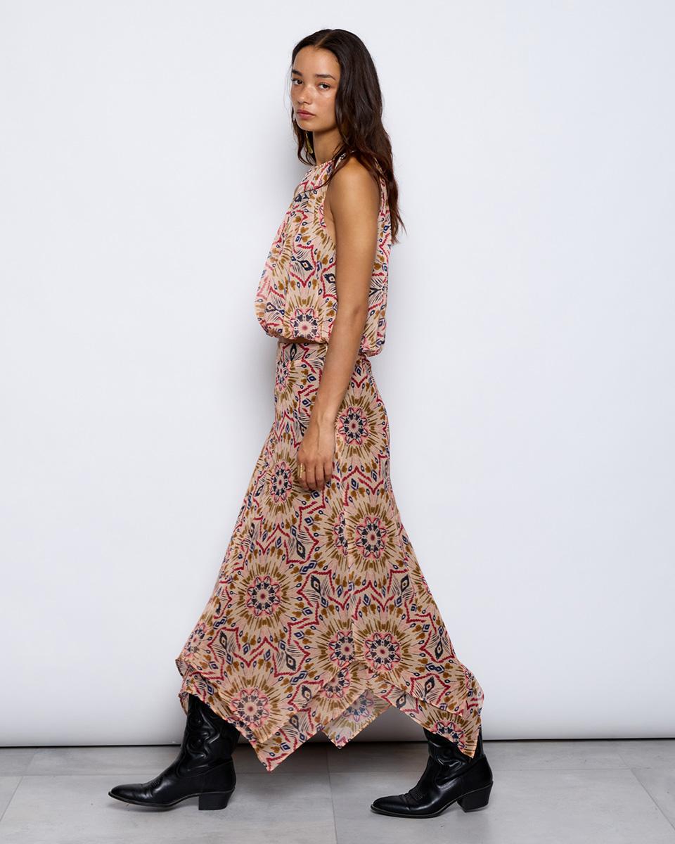 Multicolor Printed Peaked Skirt