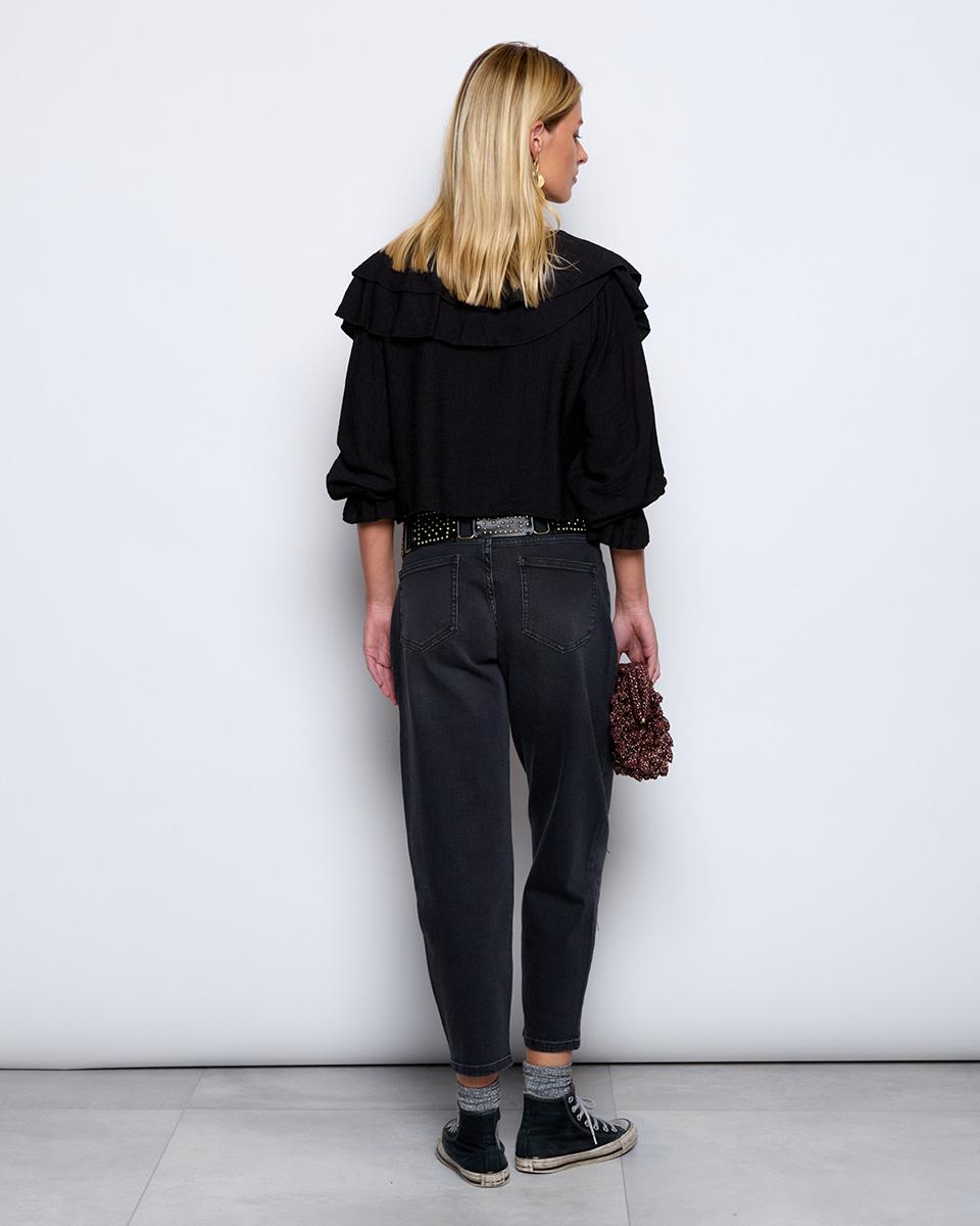 Black Ruffle Blouse