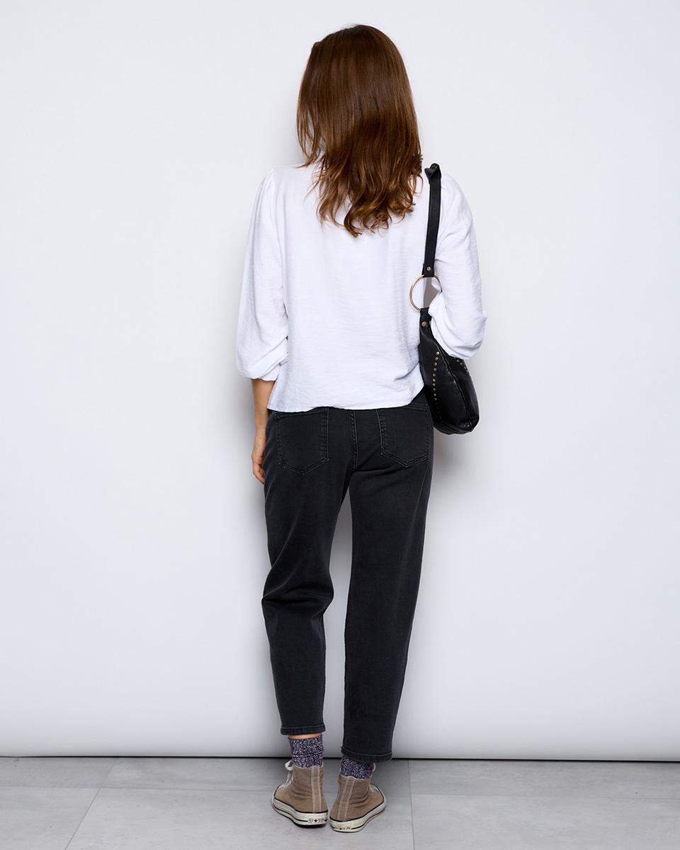 White Ruffle Mao Neck Blouse