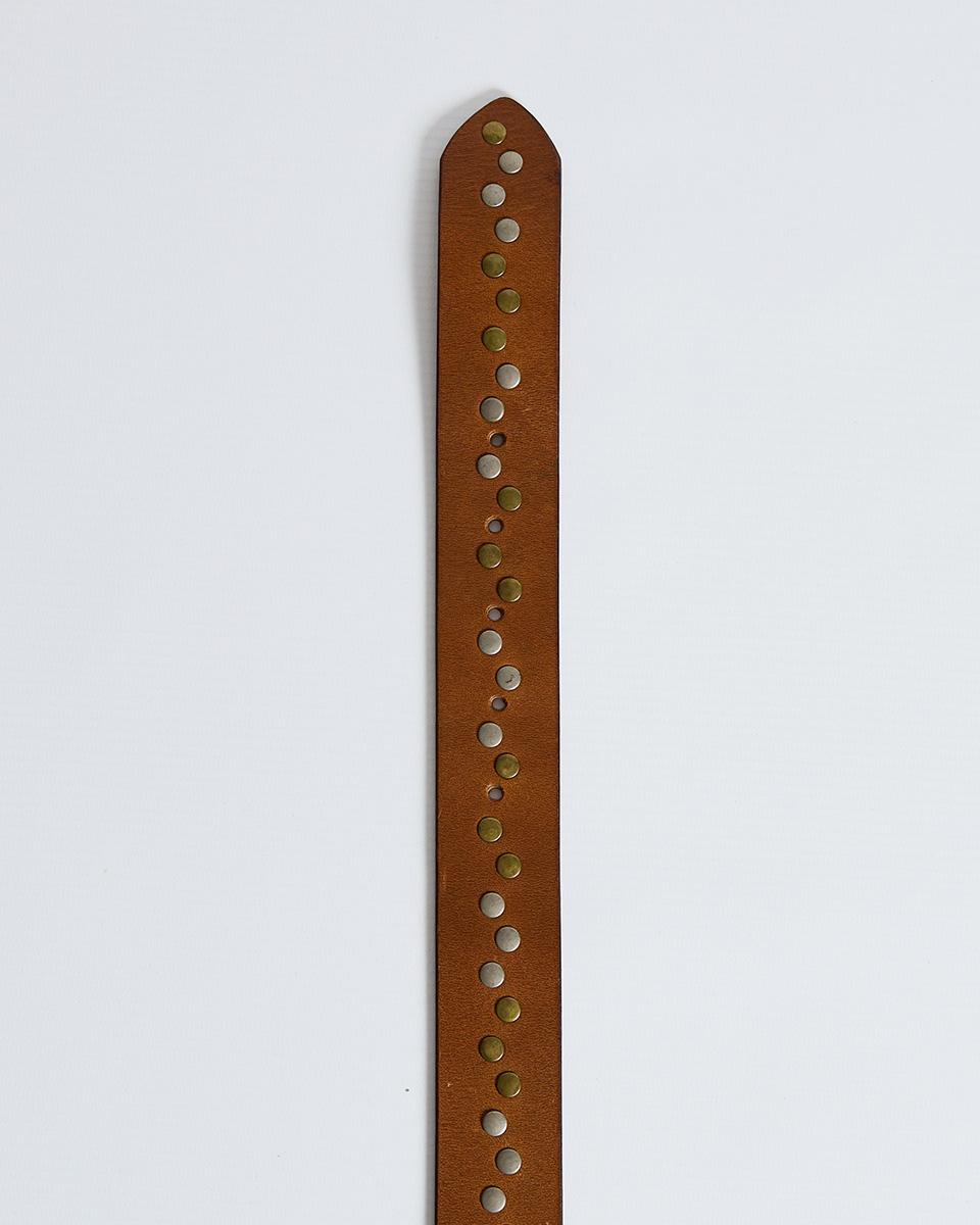 Camel Two-Tone Studded Leather Belt