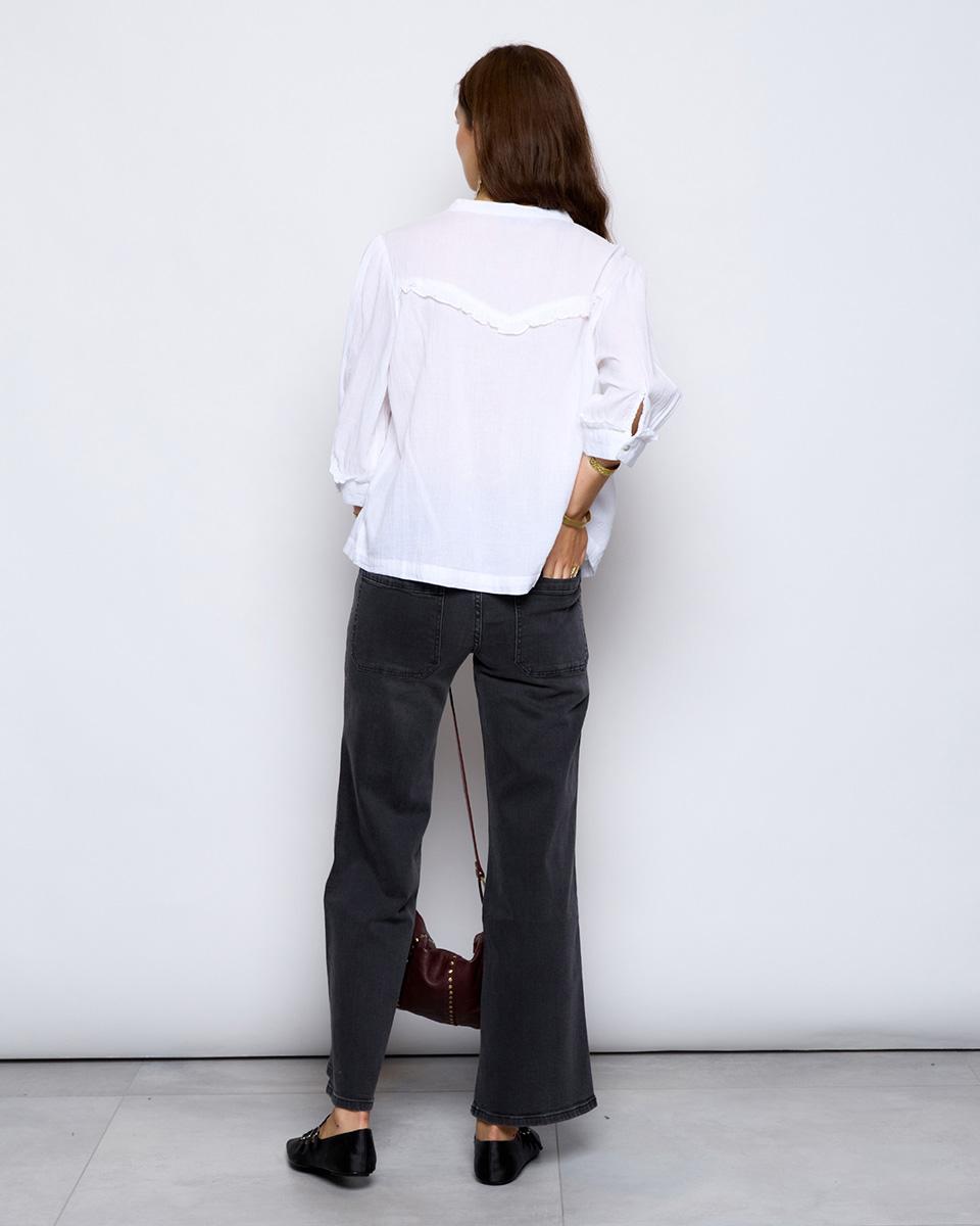 White Ruffle Yoke Blouse