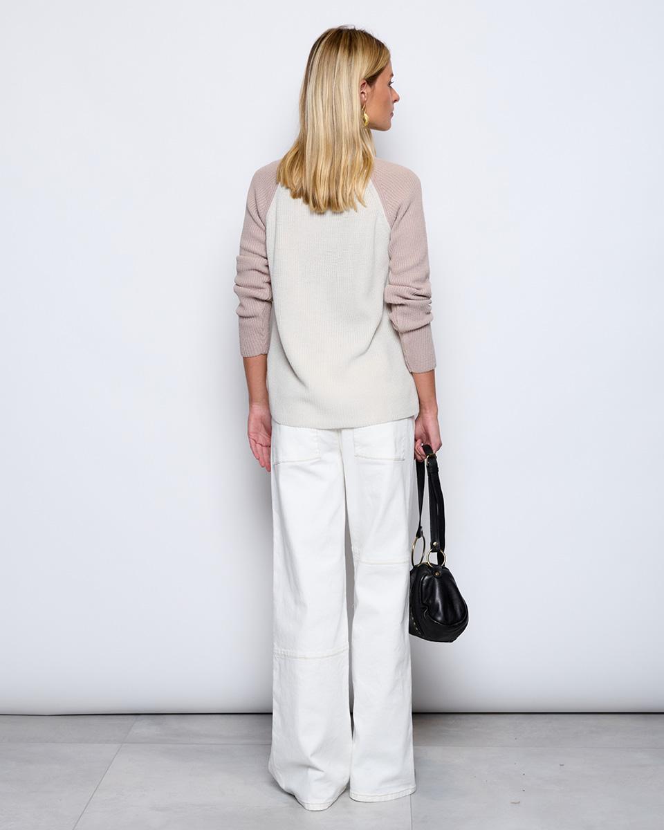 Two-tone raw turtleneck sweater