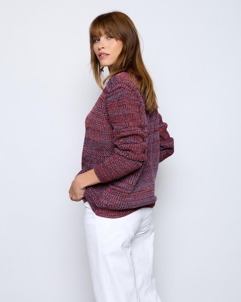 Maroon Lapel Neck Sweater