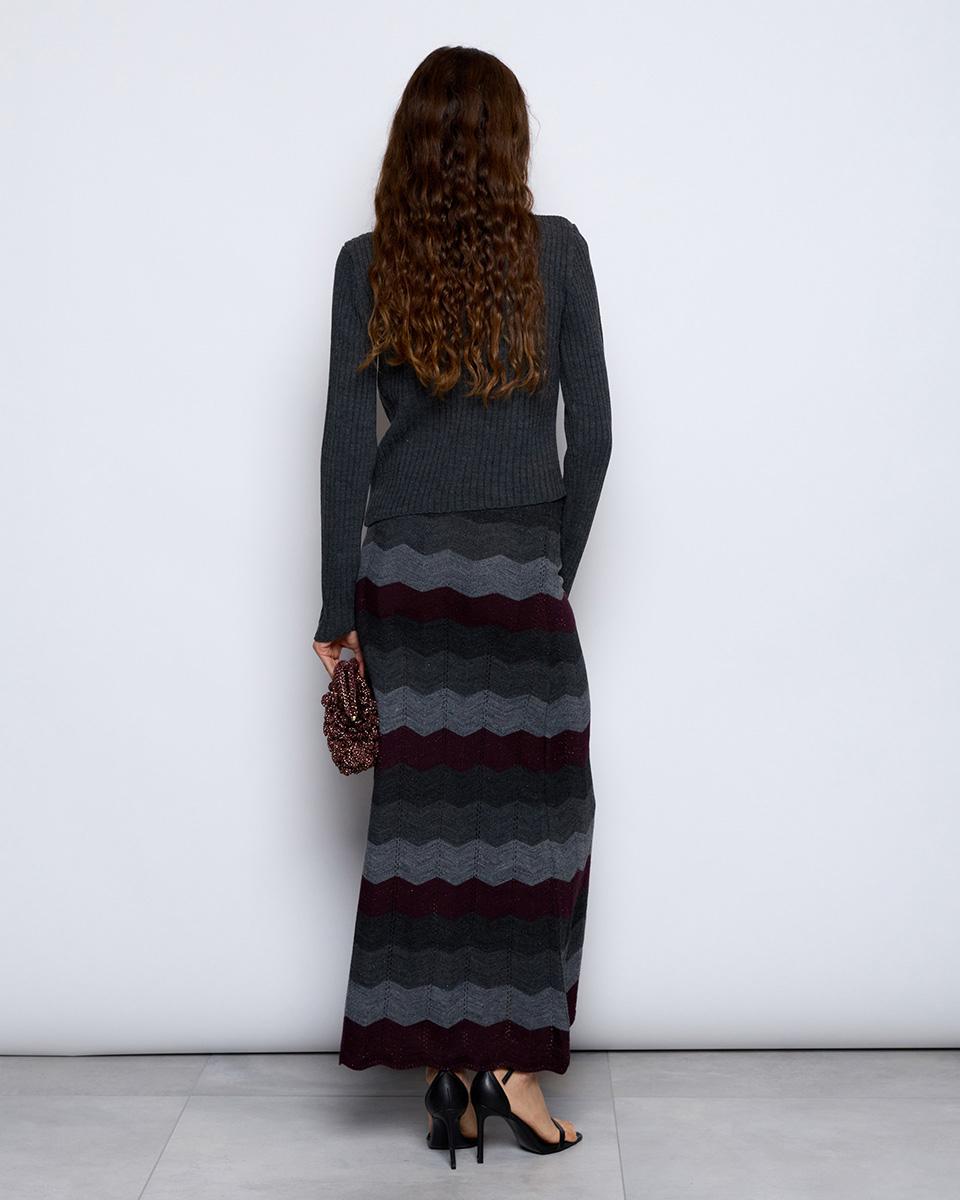 Anthracite Zigzag Long Skirt