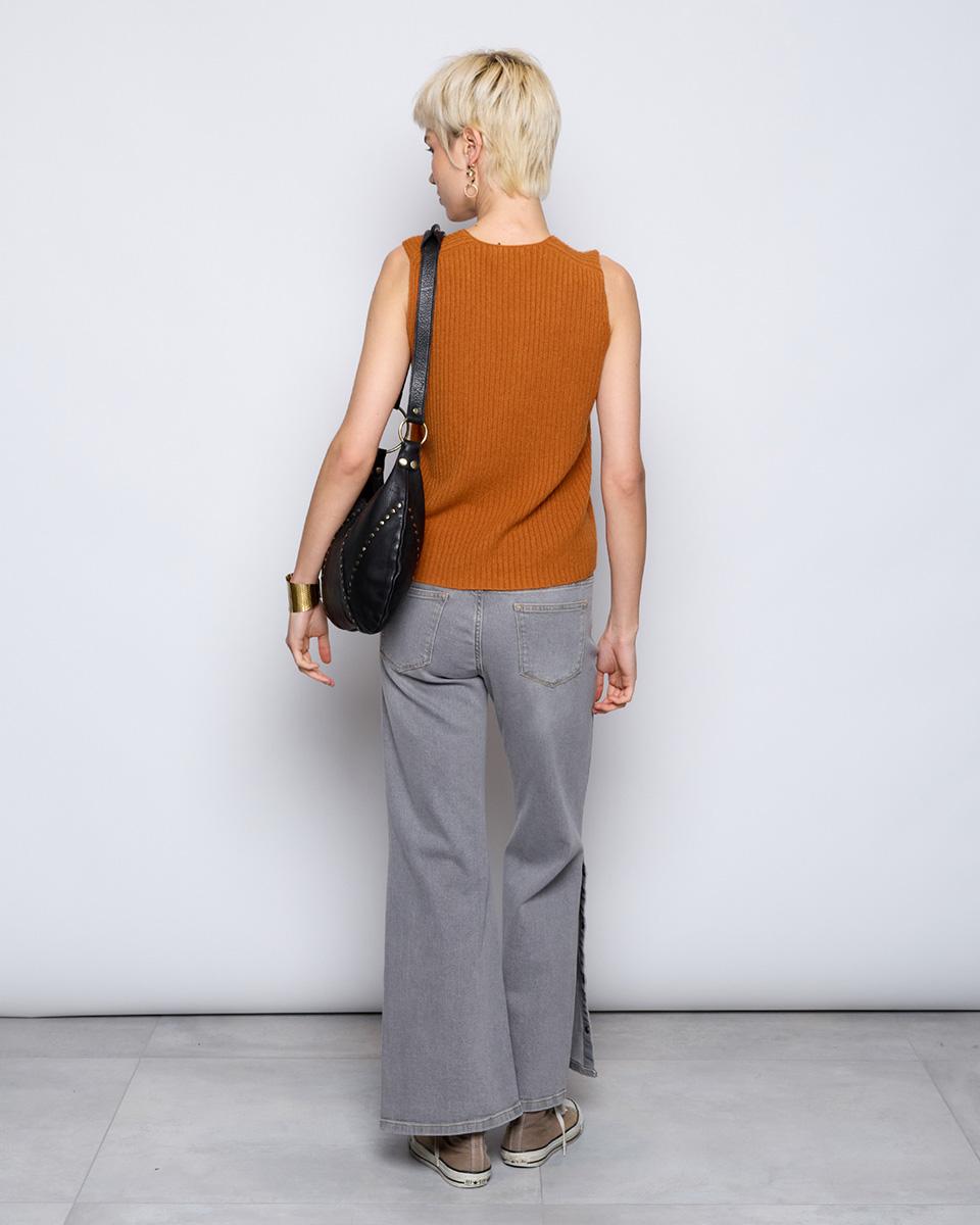 Orange Ribbed Knit Vest