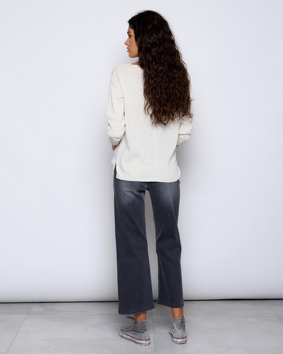 High Waisted Trousers with Anthracite Buttons