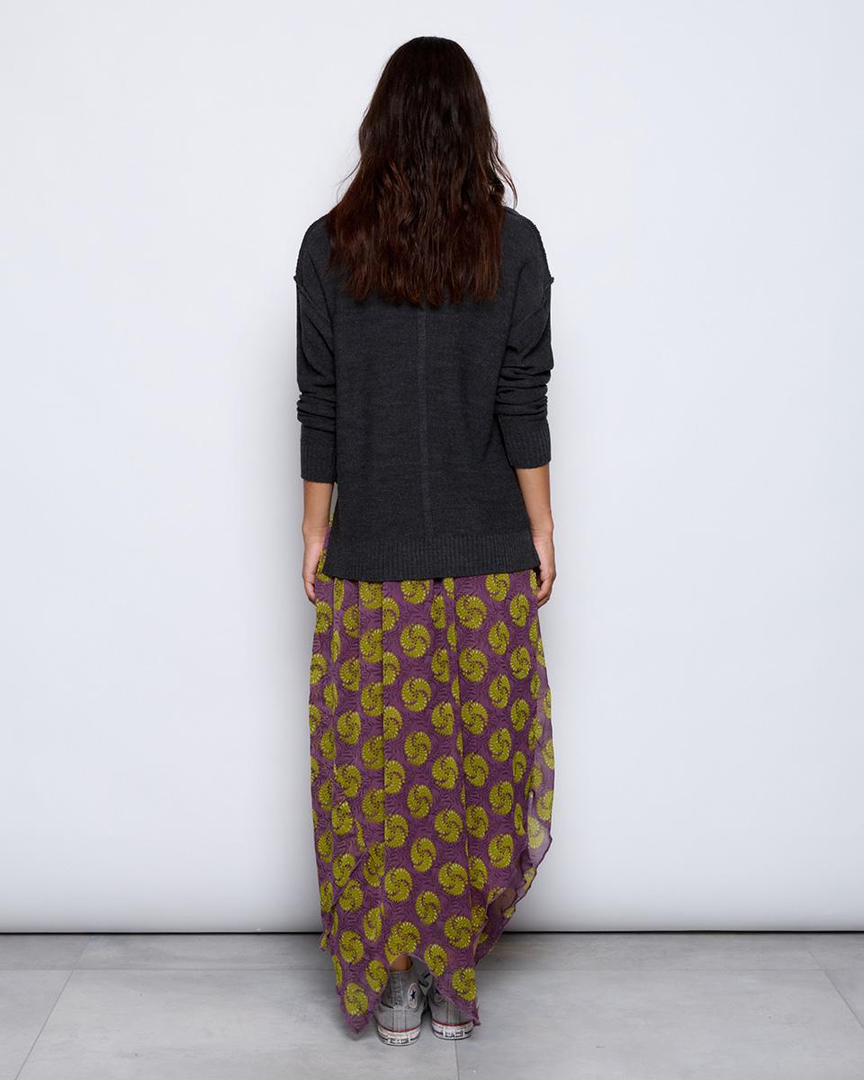 Chiffon Skirt Peaks Printed Flower Circles Purple