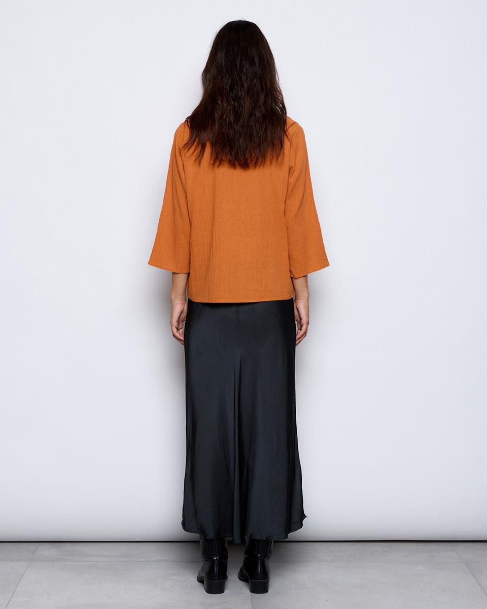 Orange Japanese Embroidery Blouse