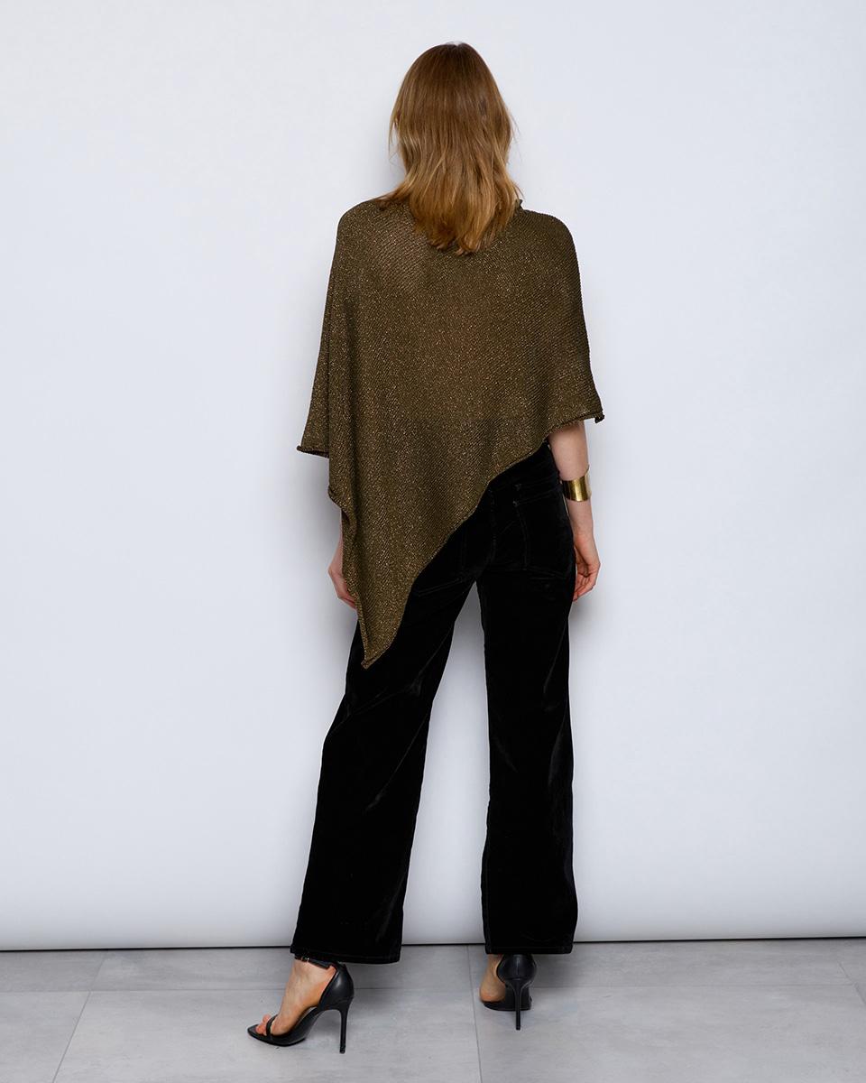 Brown Lurex Knitted Poncho