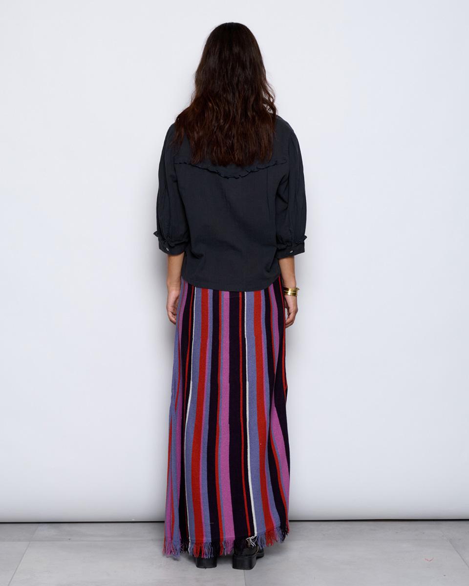 Purple Striped Knit Skirt