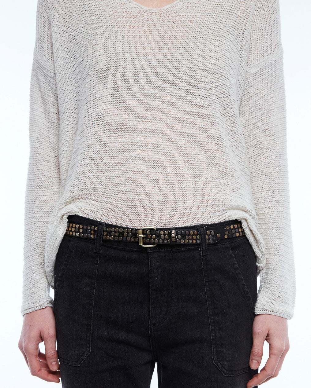 Black Studded Leather Belt