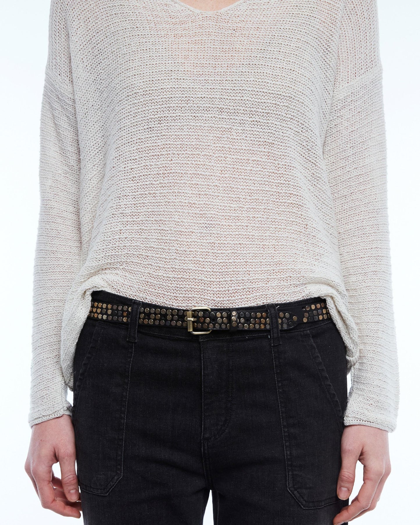 Black Studded Leather Belt