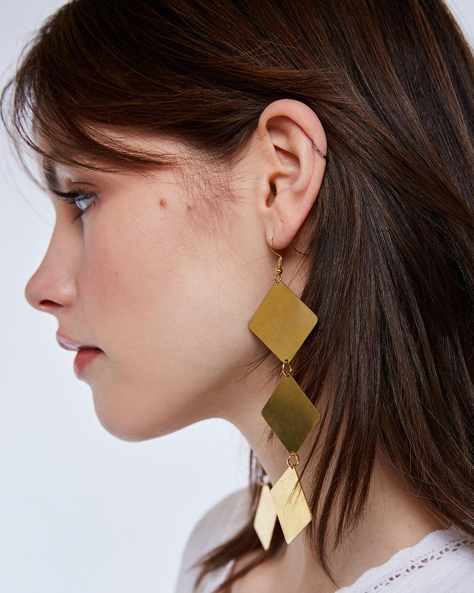 Maxi Gold Rhombus Earring