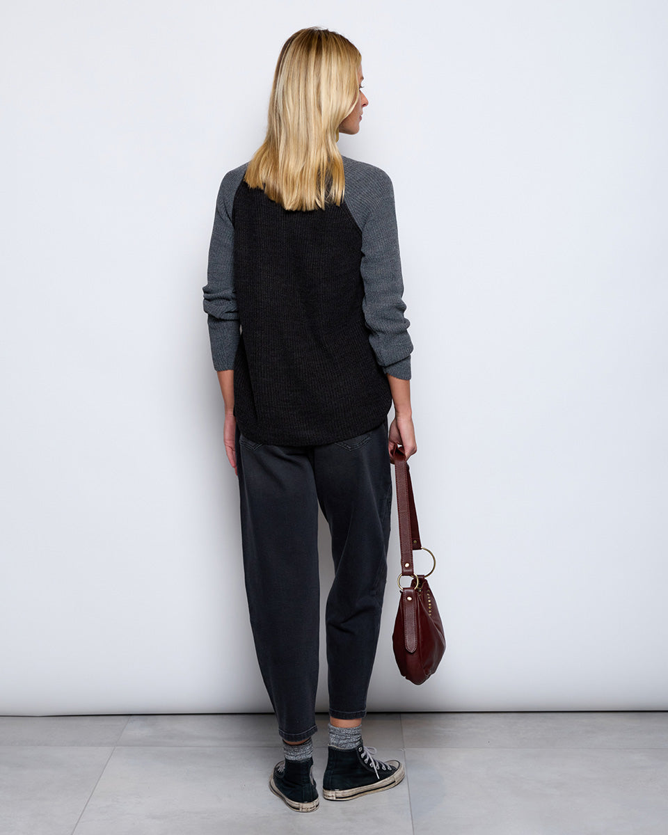 Anthracite Two-Tone Turtleneck Sweater