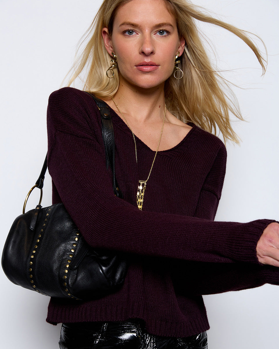 Asymmetrical Neckline Sweater in Aubergine