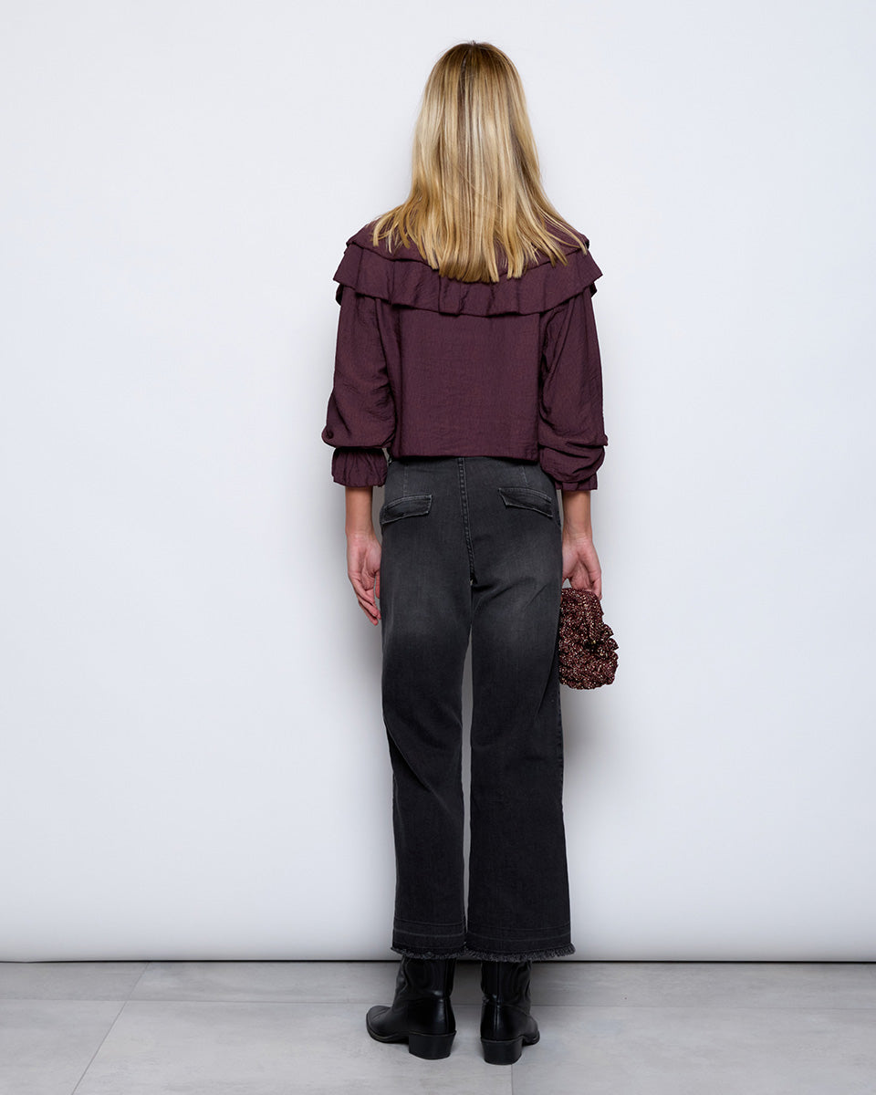 Eggplant Ruffle Blouse